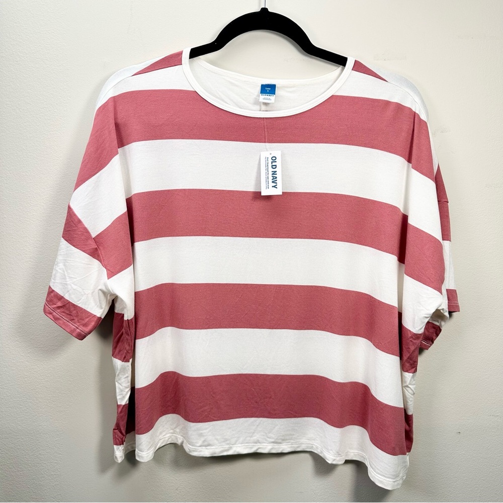 Old Navy Women's Luxe Oversized Crop T-Shirt, Striped Spice Girl, Small NWT - Picture 4 of 11